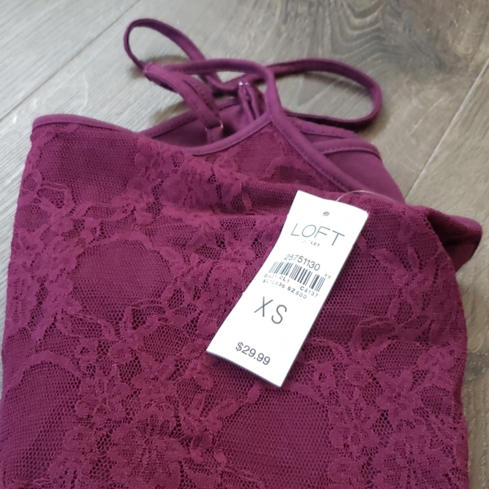 NWT LOFT OUTLET Purple Lace Camisole